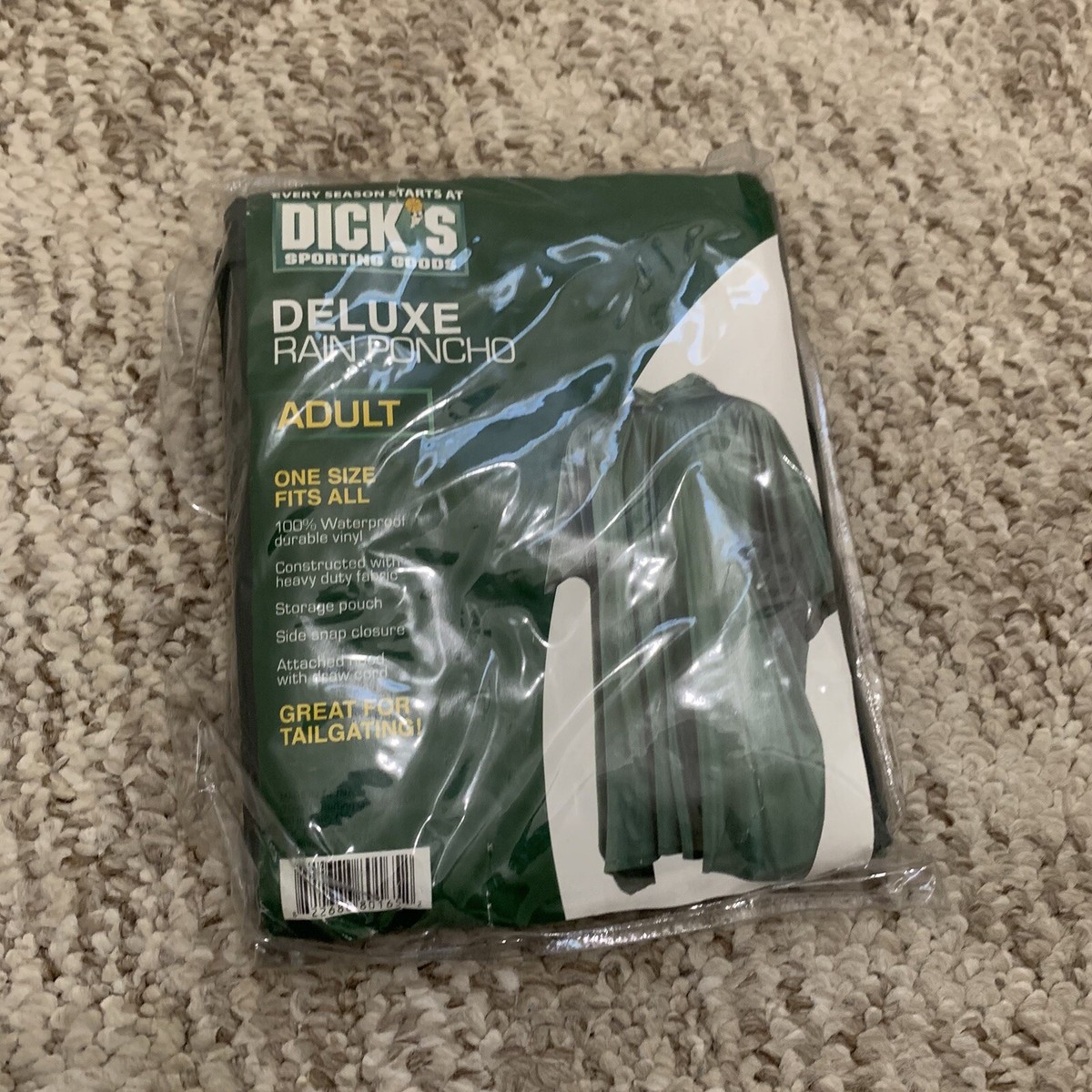 Dicks Sporting Goods Deluxe Rain Poncho Adult One Size Fits Most New Rain  Coat