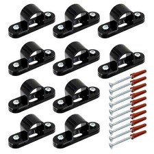 10 x Black 20mm Spacer Bar Saddles with Screws + Wall Rawl Plugs for PVC Conduit
