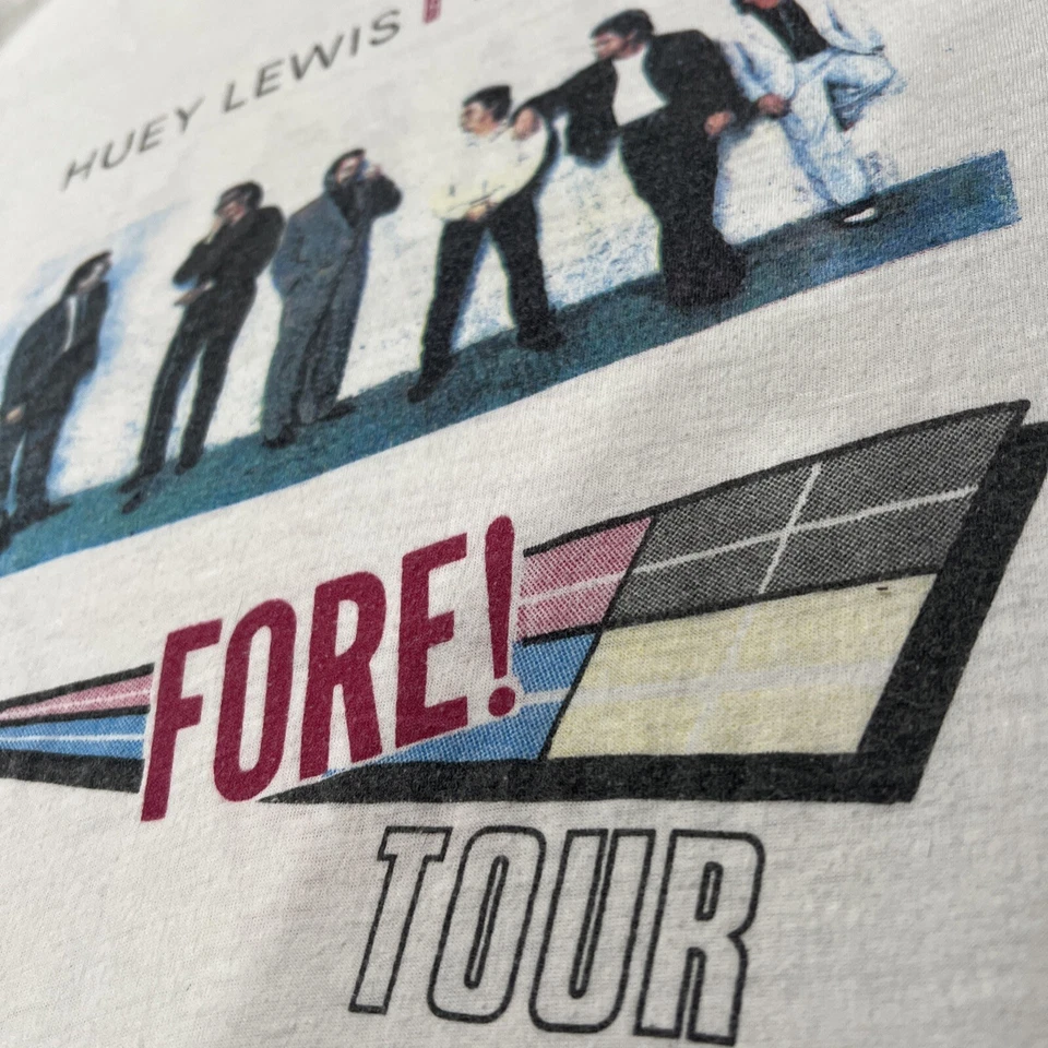 复古“超级罕见”HUEY LEWIS AND THE NEWS EUROPEAN FORE”巡回赛 80 年代 T 恤 — 第 2/4 张图片