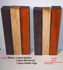 Combo Pack, 1 Each Katalox, Olivewood, Chakte viga  DRIED and no defects