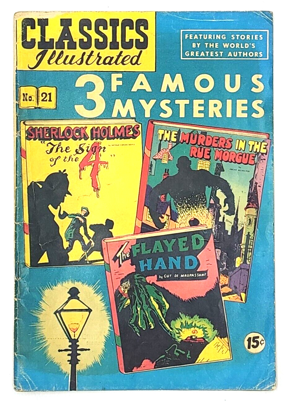 CLASSICS ILLUSTRATED #21 3 Famous Mysteries Sherlock Holmes (HRN 85) 1945 GOOD