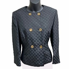TAHARI Levine Emily Black Juniper Double Breasted Jacket Size 6  NWT