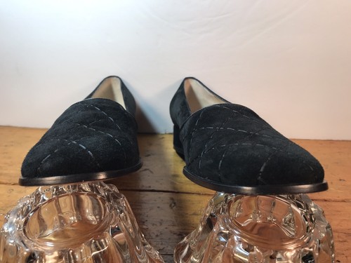 Salvatore Ferragamo Black Quilt Stitch Suede Loafer Shoe Heels Womenâs 8.5 B | eBay