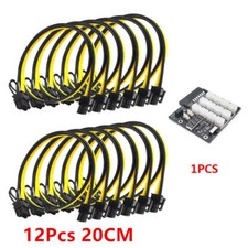 Breakout Board 12V with 12Pcs 20CM 6pin to 6 2PIN Cable for Mining GPU 2200W PSU