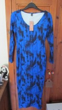 Shein SXY ladies royal blue and black pattered bodycon dress size L nwt