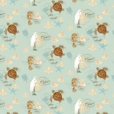 Aqua - Treasure Coastal Waterways Quilt Fabric BTY 44" Wide