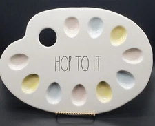 RAE DUNN "HOP TO IT" DEVILED EGG PALETTE HOLDER PLATE PLATTER TRAY SPRING EASTER