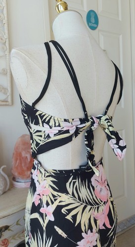 FOR LOVE & LEMONS maxi dress sleeveless pink floral straps ties zip S RRP $459 - Picture 14 of 20