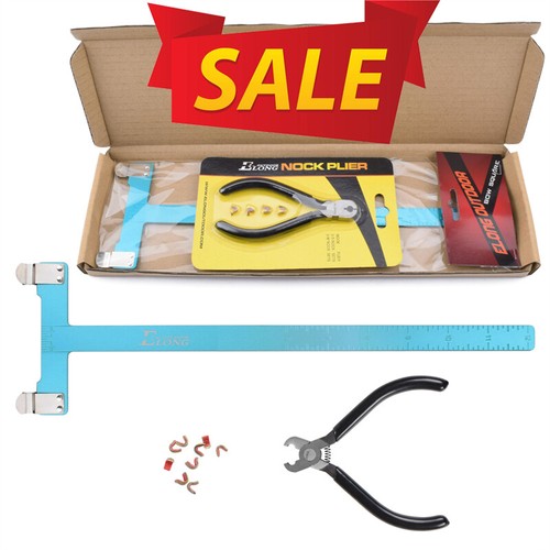 Archery Nock Pliers Set + 4 String Nocking Points + Bow T Square Blue