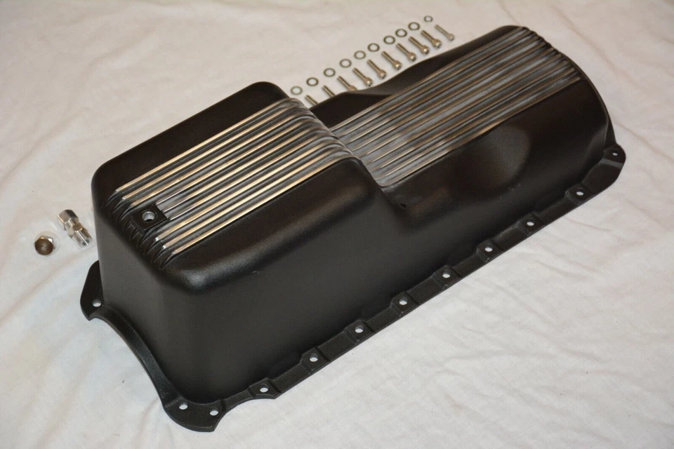 65-90 Big Block 雪佛兰黑色鳍头铝油盘 396 402 427 454 BBC 第 4 代 — 第 3/4 张图片