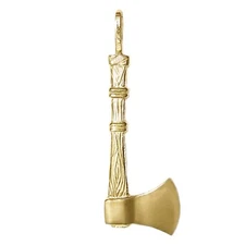 New 14k Yellow Gold 3D Axe Pendant