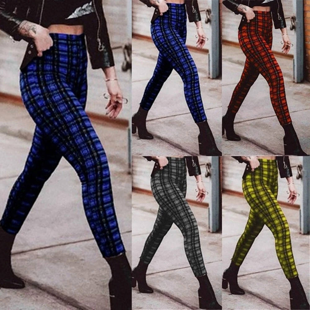 Slim a carreaux femme sales