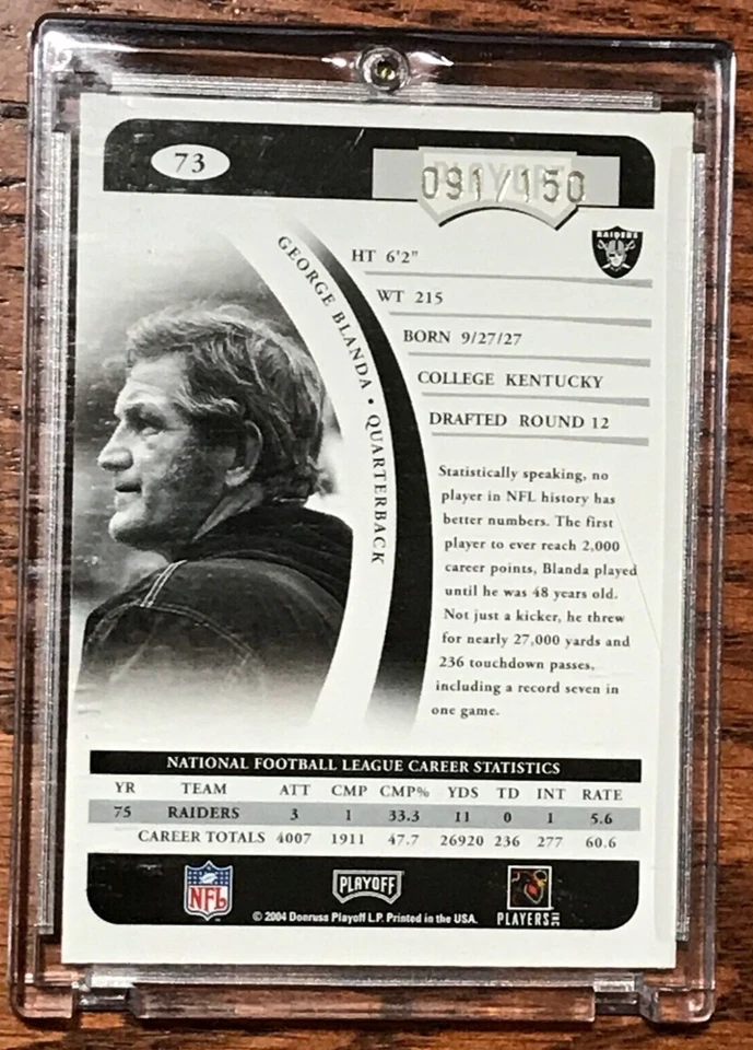 2004 PLAYOFF PRIME SIGNATURES PROOF AUTOGRAPH OF GEORGE BLANDS #091/150-NOV333 - Image 2 of 2