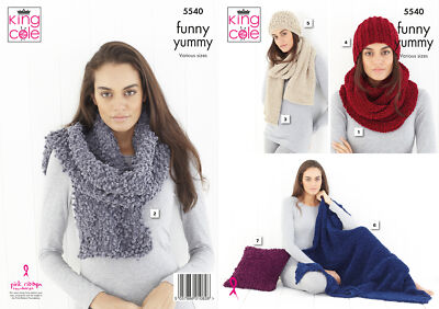 King Cole Damen Lustig Lecker Strickmuster Schal Halstuch Decke & Kissen 5540