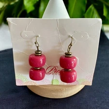 Premier Designs 1 1/2" Fuchsia "Lipstick" Earrings-NWOT