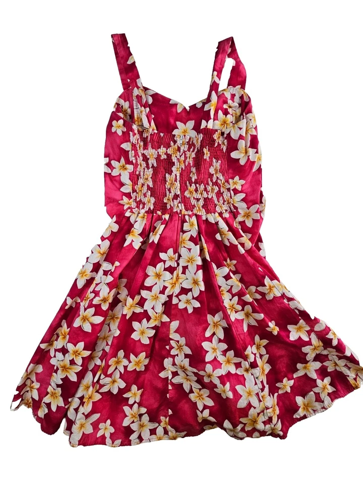 Royal Creations Sundress Women Large Pink Plumeria Hawaiian Flare Midi 80s Vtg - Image 3 of 4