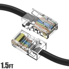 1.5FT Cat5E RJ45 Ethernet LAN Network UTP Non-Booted Patch Cable Copper Black