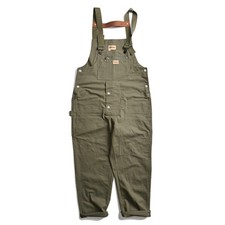 Men Bib  Brace Work Pants Dungarees Overalls Jumpsuit Trousers Wide Waist Green