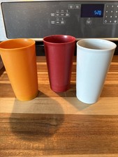 Lot of 3 Vintage Tupperware drinking glasses, Rust, Gray, Gold