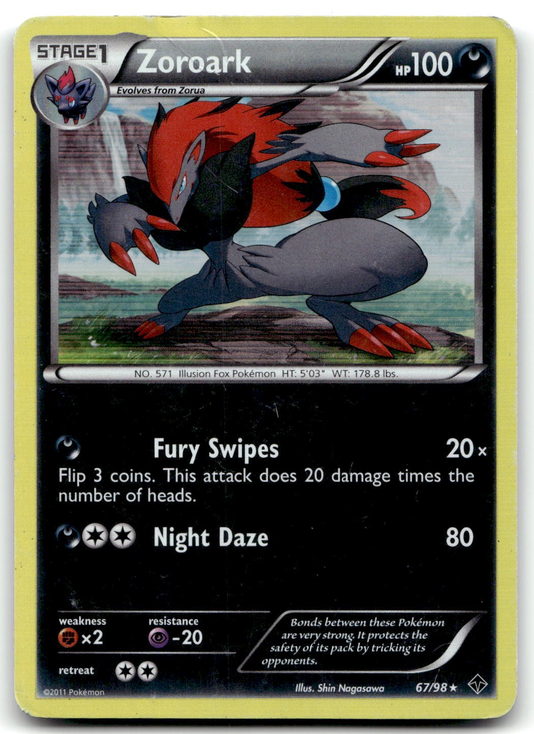 Zoroark 67/98 Emerging Powers Holo Rare Holo Pokemon TCG HP