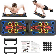 Push up Board Fitness, 15 in 1 Multi-Functional Pushup Training Board with Handl
