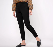 Susan Graver Essentials Reg Smart Ponte Cigarette Pants , Blk Sz 4X a610490