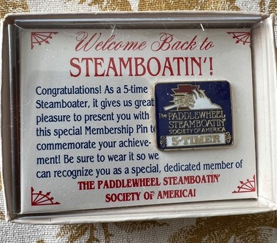 Delta Queen Steamboat Co Paddle Wheel Steamboat Society 5 Timer Lapel Pin In Box