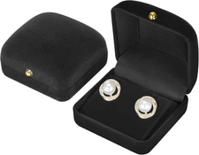 2 Pieces Velvet Earring Stud Gift Box, Jewelry Holder Display Case for Black 
