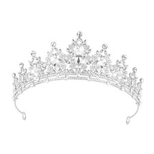 Tiara for Women, Crown and Tiara for Girl Princess, Bride Wedding Happy Silver