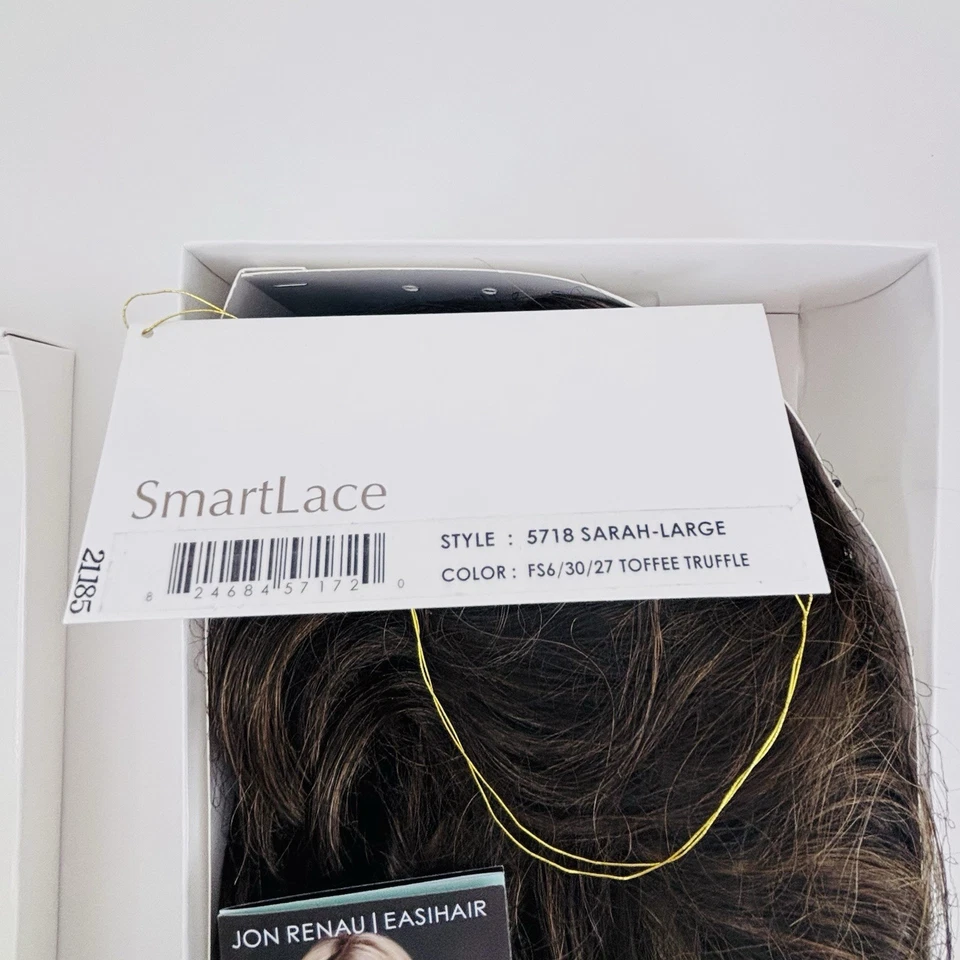 Peluca monofilamento frontal de encaje Jon Renau Sarah gorra grande, color trufa caramelo 5718 Foto 3 de 4