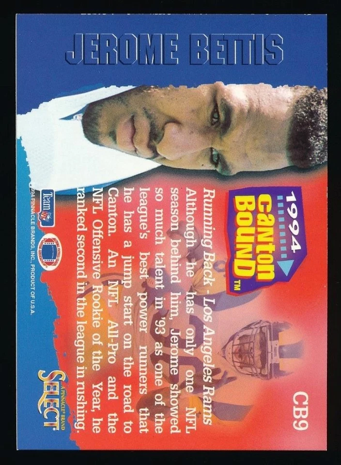 1994 Select JEROME BETTIS Canton Bound #CB9 *Rams* - Image 2 of 2