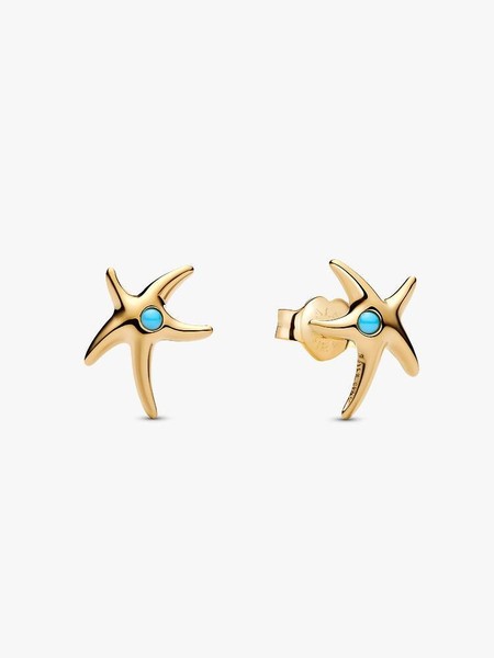 Pandora Ohrstecker Seestern Vergoldetes Metall Goldfarben Stein TüRkis 263820C01-image