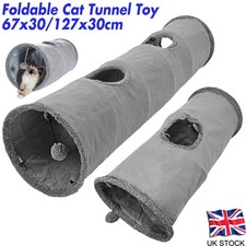 Long Cat Play Tunnel w/ Interactive Ball & Hole Collapsible Suede Crinkle Tube