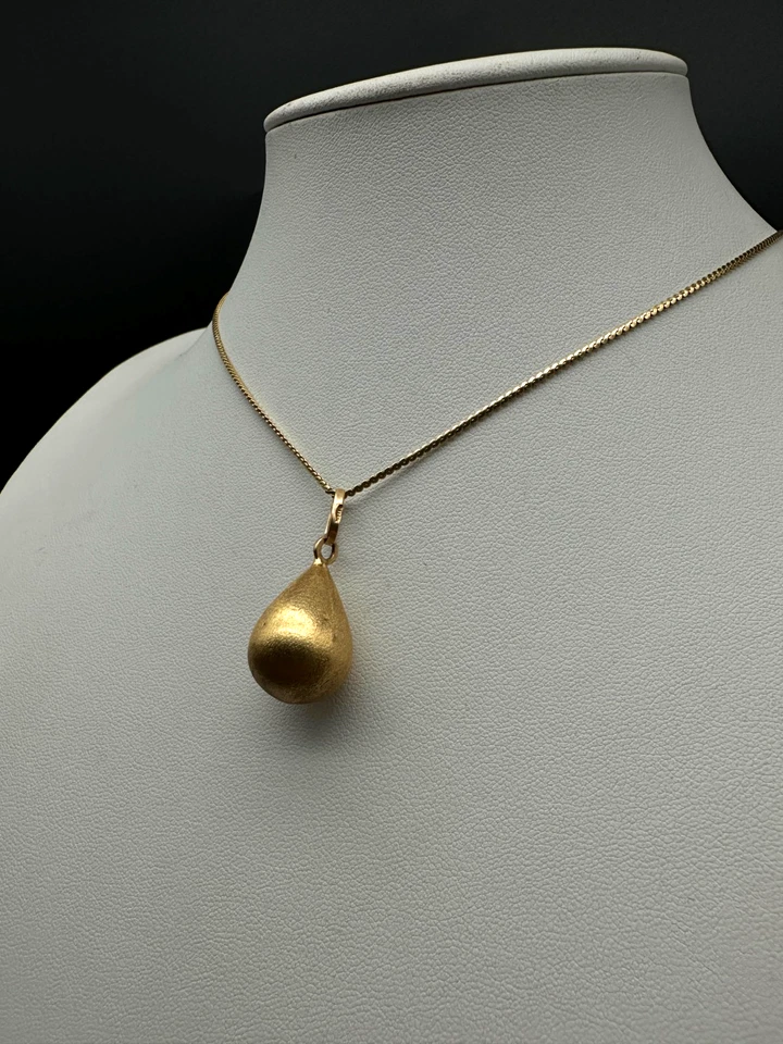 750 Gold Anhänger Birne in 18 Kt Gelbgold mattiert Kettenanhänger in 18 Gelbgold - Bild 4 von 4