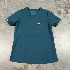 Figs Scrubs Womens XS Blue V Neck Stretch Comfort Preowned