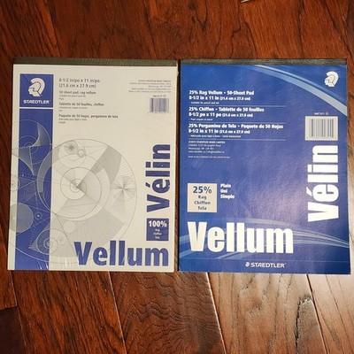 Staedtler Mars 25% & 100% Rag Vellum Drafting Trqnslucent Paper 8.5 X 11 50/Pad*