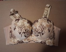 Beige Underwire Bra With Floral Pattern And Light Padding Size 36C