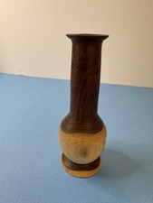 Hand Carved Wood Vase/ Hand Turned Wooden Vase 5.5  Tall Vintage