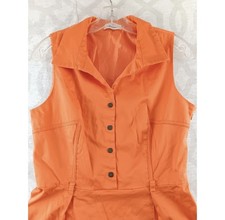Calvin Klein Orange Sleeveless Dress Button Front Career Casual Womens Size 8