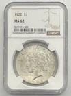 1922 Peace Dollar NGC MS62 Silver Dollar