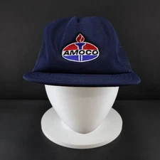 Vintage Amoco Oil Logo Made in USA Trucker Snapback Hat, Mesh, Park Avenue