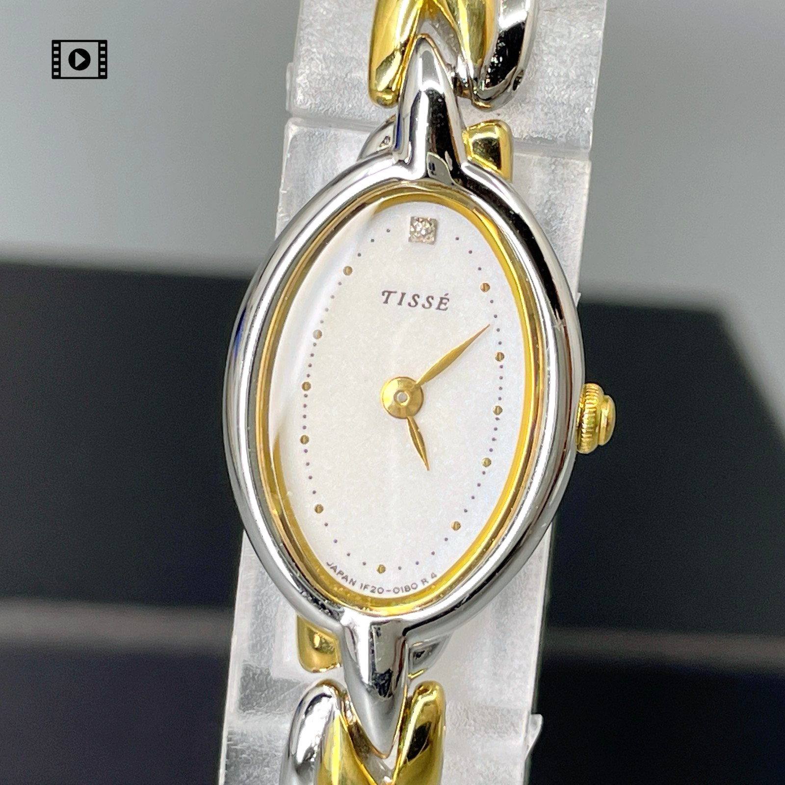 Vtg1991 [N.Mint] Seiko Tisse 1F20-5050 1P Diamond Two-Tone Quartz Womens Watch