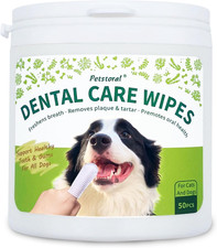 New Dental Care Wipes 50Ct Dogs Cats, Teeth Gum Cleaning, Plaque Tartar