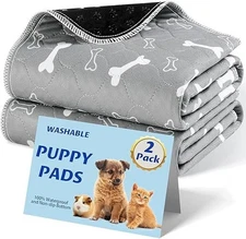 Washable Pee Pads for Dogs, 2Pack Reusable Puppy Pads, Fast Absorbent Dog Pee Pa