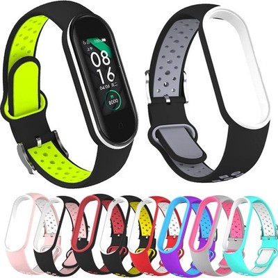 Silicone Sport Strap for Xiaomi Mi Band 5 6 7 Breathable Replacement Band 