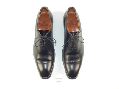 W. GIBBS MEN SHOES REAL GENUINE LEATHER BLACK OXFORD SIZE ITALY 41 - USA 8.5