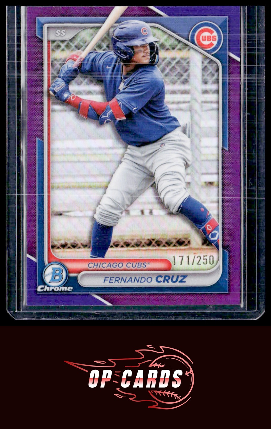 Fernando Cruz 2024 Bowman Draft #BDC-148 Chrome Purple Refractor #/250