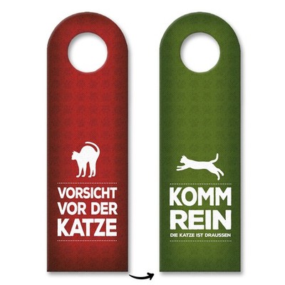 Vorsicht vor der Katze oder Komm rein Türhänger in rot-grün Katzen Kater Tier