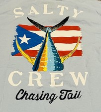Salty Crew Chasing Tail Light Blue T Shirt Adult Medium NWT Fishing American