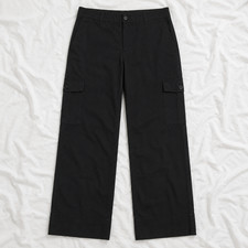 Theory Women's 10 Cropped Cargo Pants Black Mid Rise Made in USA